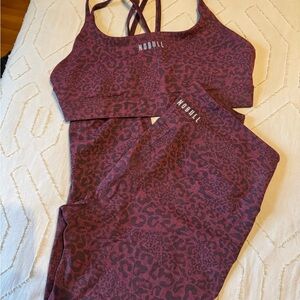 NOBULL Women's Maroon Animal Print Leggings and bra